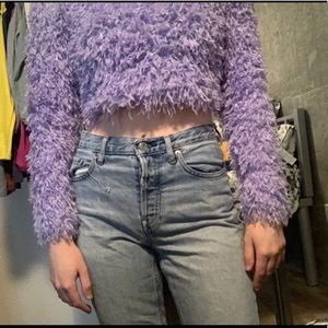 RARE cropped fuzzy purple Zara sweater